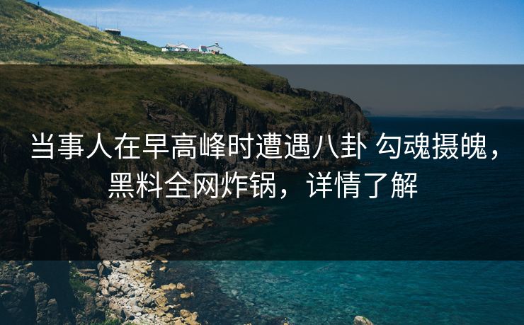 当事人在早高峰时遭遇八卦 勾魂摄魄,黑料全网炸锅,详情了解 当事人在早高峰时遭遇八卦 勾魂摄魄,黑料全网炸锅,详情了解