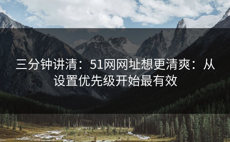 三分钟讲清：51网网址想更清爽：从设置优先级开始最有效