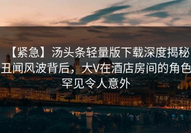 【紧急】汤头条轻量版下载深度揭秘：丑闻风波背后，大V在酒店房间的角色罕见令人意外