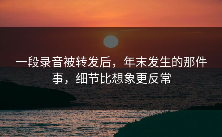 一段录音被转发后，年末发生的那件事，细节比想象更反常