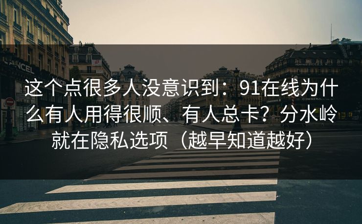 这个点很多人没意识到：91在线为什么有人用得很顺、有人总卡？分水岭就在隐私选项（越早知道越好）